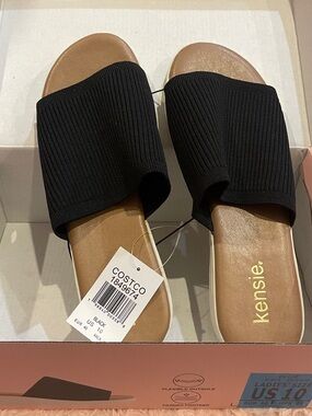 Kensie Ladies' Black Slide Sandals with Padded Footbed BRAND NEW !